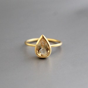 Citrine Gemstone  Ring - November Birthstone - Citrine yellow Gemstone - 925 Sterling Silver - Handmade ring - Gold Ring