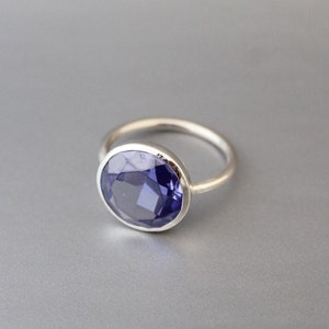 Tanzanite Quartz Ring - Handmade Gemstone  - December Birthstone - Blue Gemstone Stone - 925 Sterling Silver - Boho Ring - Solitaire Ring