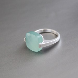 Aqua Chalcedony Ring - Handmade Gemstone Ring - March Birthstone - Blue Gemstone Stone - 925 Sterling Silver - Boho Ring - Gift For Her