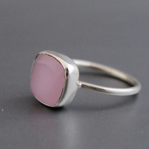 Aqua Chalcedony Ring Handmade Gemstone Ring March - Etsy