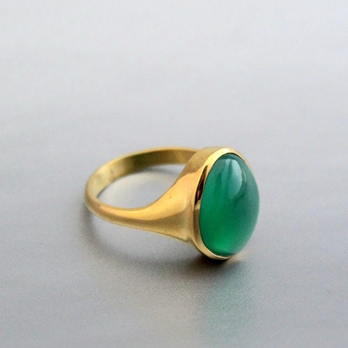 Natural Green Onyx Ring Handmade Gemstone Ring December - Etsy