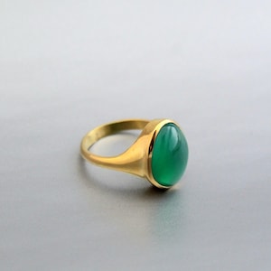 Natural Green Onyx Ring - Handmade Gemstone Ring - December Birthstone - 925 Sterling Silver - Cocktail Ring - Statement Ring