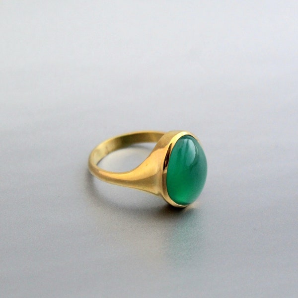 Natürlicher Grüner Onyx Ring - Handgemachter Edelstein Ring - Dezember Geburtsstein - 925 Sterling Silber - Cocktail Ring - Statement Ring