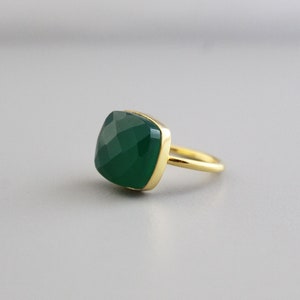 Natural Green Onyx Ring - Handmade Gemstone Ring - December Birthstone - 925 Sterling Silver - Cocktail Ring - Statement Ring