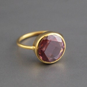 Garnet Gemstone Ring - January Birthstone -Red Gemstone - 925 Sterling Silver - Handmade ring - Garnet Quartz - Rhodolite Garnet - Gold Ring