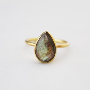 Bague labradorite - Pierre de naissance de février - Pierre bleue flash - Argent sterling 925 - Bague faite main - Bague tendance - Bague en or