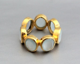 Aqua Chalcedony Ring - Handmade Gemstone Ring - March Birthstone - Blue Gemstone Stone - Gold Micron Plated - Boho Ring