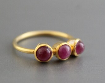 Natural Ruby Ring - Handmade Gemstone Ring - July Birthstone - Red Gemstone Stone - 925 Sterling Silver - Anniversary Ring - Solitaire Ring