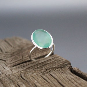 Aqua Chalcedony Ring - Handmade Gemstone Ring - March Birthstone - Blue Gemstone Stone - 925 Sterling Silver - Boho Ring