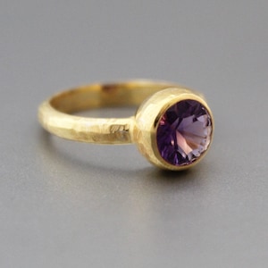 Bague en améthyste - Pierre de naissance de février - Pierre améthyste violette - Argent sterling 925 - Bague faite main - Bague en or