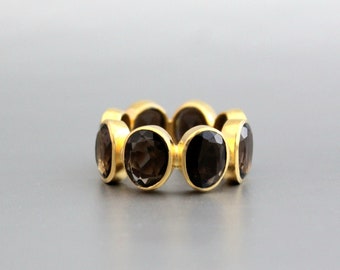 Smoky Quartz Ring - Brown Ring - Gold ring - Gold Micron Plated - Statement Ring - Wedding Ring - Thumb Ring - Smoky Quartz - Gift For Her