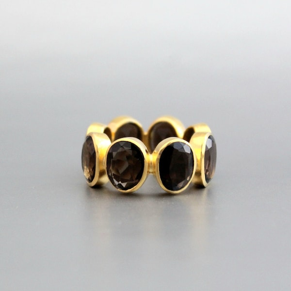 Smoky Quartz Ring - Brown Ring - Gold ring - Sterling Silver Ring - Statement Ring - Wedding Ring - Thumb Ring - Smoky Quartz - Gift For Her