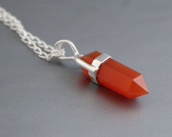 Carnelian Necklace - Orange Stone Gold Choker - Healing Crystal Necklace - Dainty Carnelian Pendant - Crystal Necklace - Crystal Charm