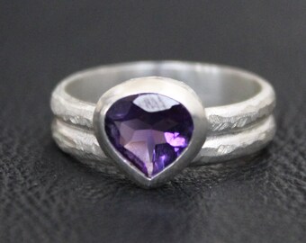 Sterling Silver Purple Amethyst Gemstone  - Amethyst Ring Sterling Silver - February Birthstone Ring-Purple Gemstone Ring- Amethyst Jewelery