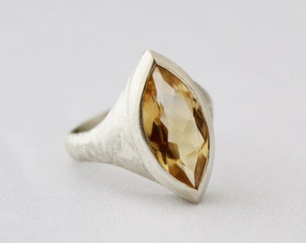 Citrine Gemstone ring - November Birthstone - Citrine yellow stone - 925 Sterling Silver - Handmade ring - Citrine Solitaire Ring