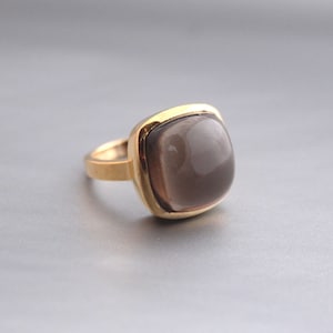 Smoky Quartz Ring - Brown Ring - Gold ring - Stacking Ring - Gemstone Ring - Handmade Ring - Gift For Her - Statement Ring - Bridal Ring