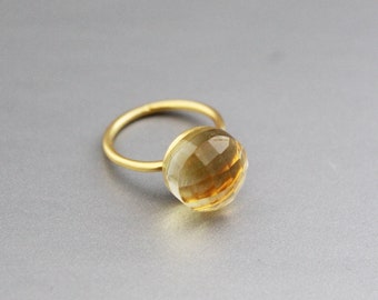 Citrine Gemstone  Ring - November Birthstone - Citrine yellow Gemstone - 925 Sterling Silver - Handmade ring - Gold Ring