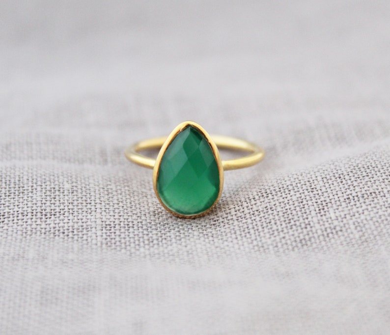 Natural Green Onyx Ring Handmade Gemstone Ring December Etsy