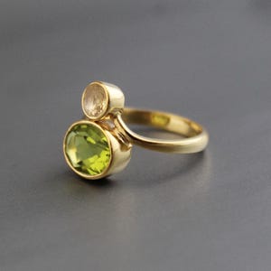 Peridot Gemstone Quartz Ring - August Birthstone -Green Gemstone - 925 Sterling Silver - Handmade - Peridot - Citrine - Gold Ring