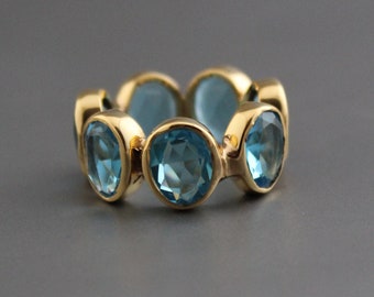 Blue Topaz Ring - Polki Ring -Blue Quartz Ring - Bridesmaid Ring - gold micron plated - Engagement Ring - Gift for Wife - Blue Ring-