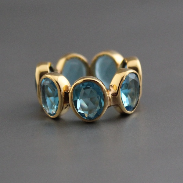 Blue Topaz Ring - Polki Ring -Blue Quartz Ring - Bridesmaid Ring - 925 sterling silver - Engagement Ring - Gift for Wife - Blue Ring-