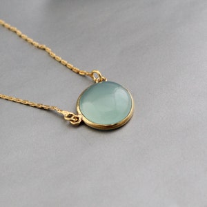 Aqua Chalcedony Necklace - March Birthstone Necklace - Personalized Necklace - Gift for BFF - Chalcedony Jewelry - Gold Filled Necklace