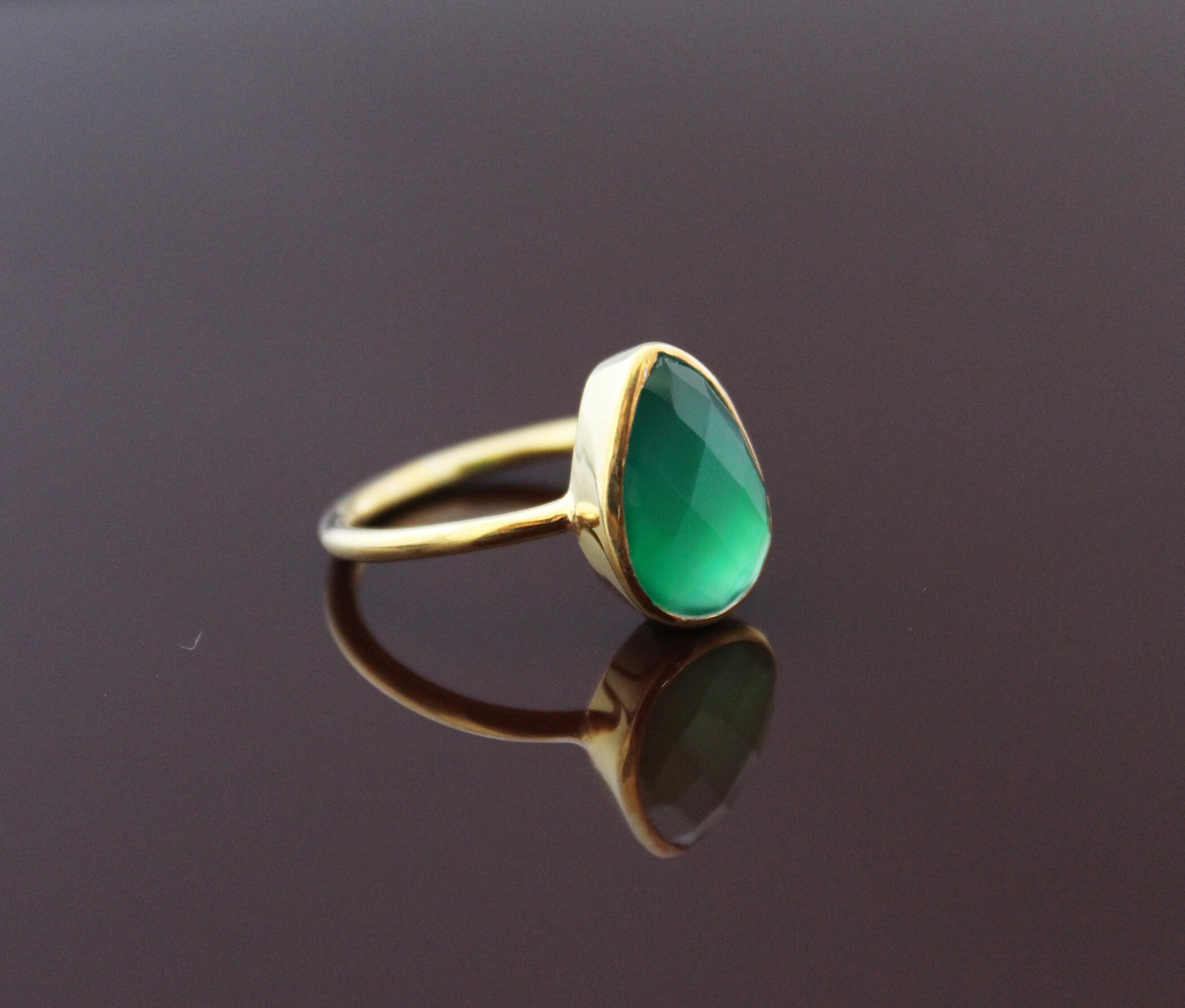 Natural Green Onyx Ring Handmade Gemstone Ring December | Etsy