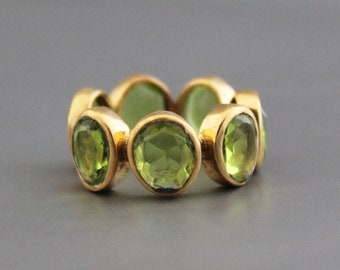 Peridot Gemstone Quartz Ring - August Birthstone -Green Gemstone - Gold micron plated - Handmade - Peridot - Citrine - Gold Ring