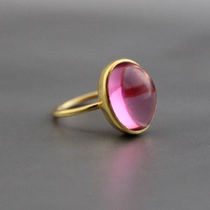 Pink Quartz Ring - Quartz Ring - Pink Gemstone Ring - Simple Rings - Handmade Rings - Statement Rings - Oval Ring - Gift For Her