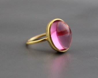Pink Quartz Ring - Quartz Ring - Pink Gemstone Ring - Simple Rings - Handmade Rings - Statement Rings - Oval Ring - Gift For Her