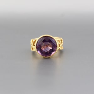 Amethyst Gemstone Ring - February Birthstone - Purple Amethyst Gemstone - 925 Sterling Silver - Handmade ring - Gold Ring