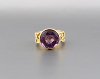 Amethyst Gemstone Ring - February Birthstone - Purple Amethyst Gemstone - 925 Sterling Silver - Handmade ring - Gold Ring