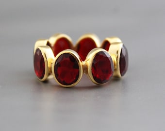 Garnet Quartz Ring - Handmade ring - Gold Micron Plated - January Birthstone - Promise Ring - Cocktail Ring - Engagement Ring