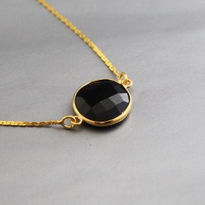 Black Onyx Necklace - Anxiety Healing Pendant  - Black Pendant - Onyx Stone Pendant - 925 Sterling Silver - Handmade Necklace - Gift For Her
