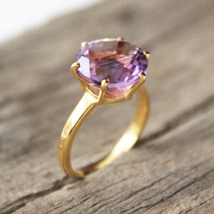 Amethyst Gemstone Ring February Birthstone Purple Amethyst Gemstone 925 Sterling Silver Handmade ring Gold Ring Gift For Her image 3