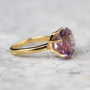Amethyst Gemstone Ring February Birthstone Purple Amethyst Gemstone 925 Sterling Silver Handmade ring Gold Ring Gift For Her image 8