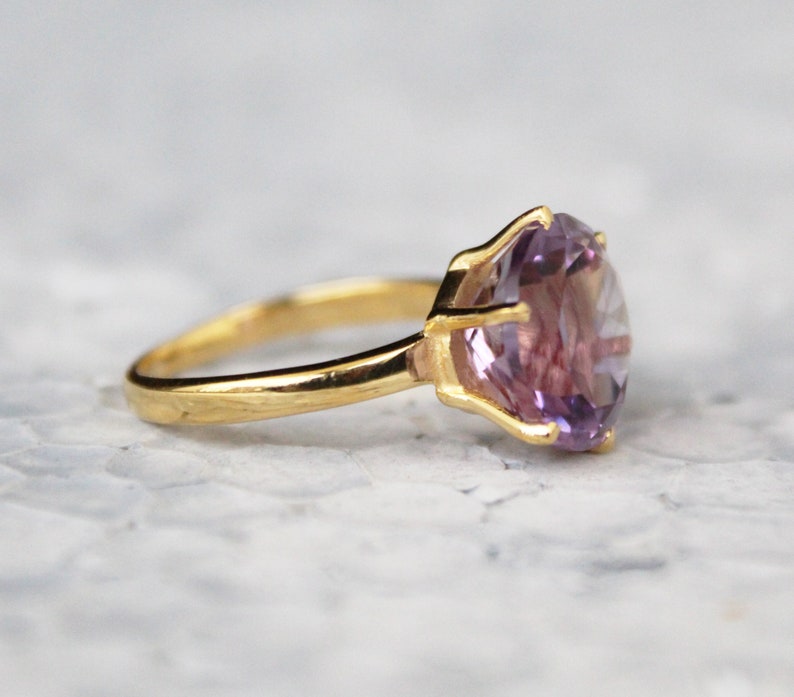 Amethyst Gemstone Ring February Birthstone Purple Amethyst Gemstone 925 Sterling Silver Handmade ring Gold Ring Gift For Her image 8
