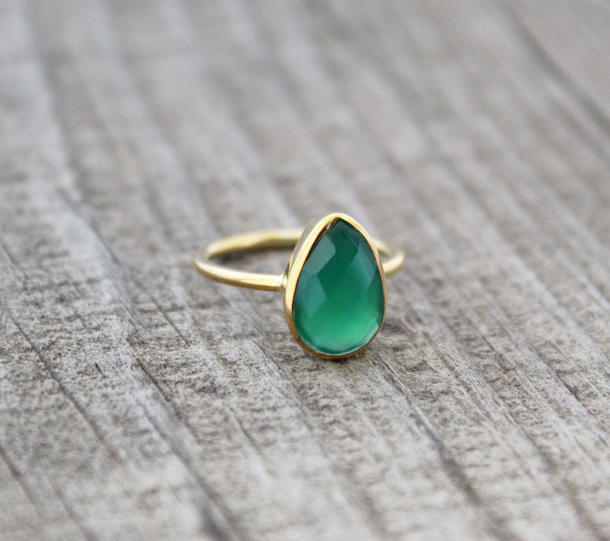 Natural Green Onyx Ring Handmade Gemstone Ring December | Etsy