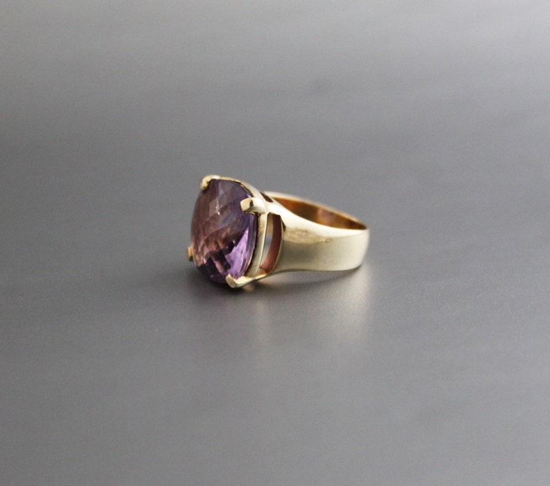 Amethyst Gemstone Ring February Birthstone Purple Amethyst Gemstone 925 Sterling Silver Handmade ring Gold Ring Gift For Her image 4