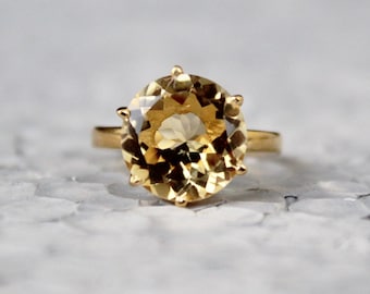 Citrine Ring - November Birthstone - 925 Sterling Silver - Handmade ring - 18K Gold Vermiel - Women Promise Ring - Gift for Her