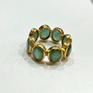 Aventurine Ring - Sterling Silver Ring - Stacking Ring - Proposal Ring - Dainty Ring - Everyday Ring - Round Cocktail Ring - Green Gemstone