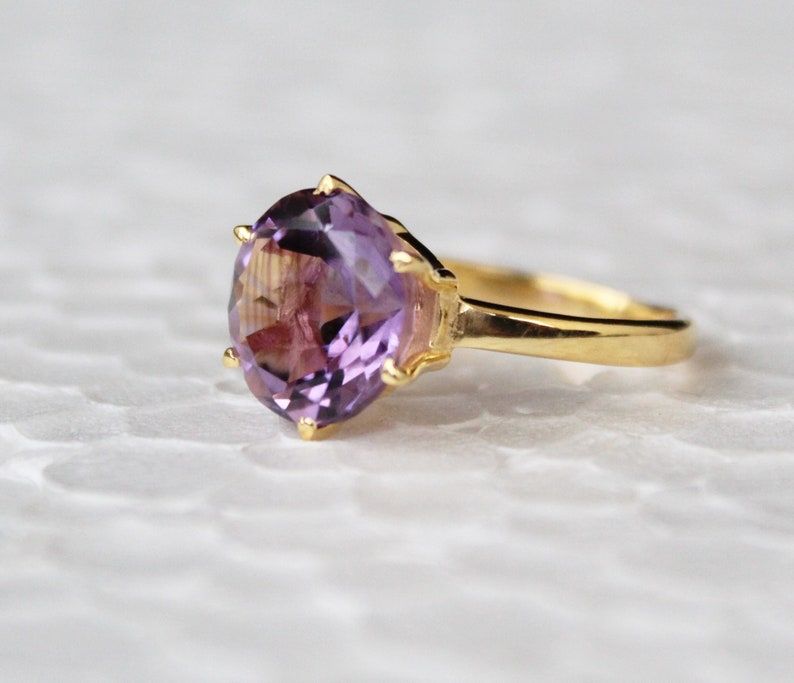 Amethyst Gemstone Ring February Birthstone Purple Amethyst Gemstone 925 Sterling Silver Handmade ring Gold Ring Gift For Her image 6