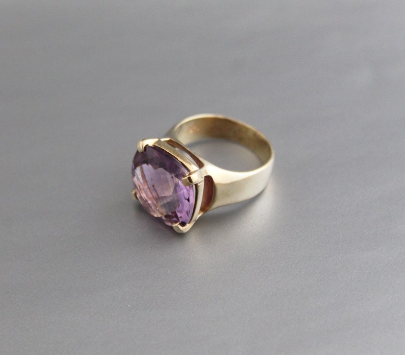 Amethyst Gemstone Ring February Birthstone Purple Amethyst Gemstone 925 Sterling Silver Handmade ring Gold Ring Gift For Her image 5