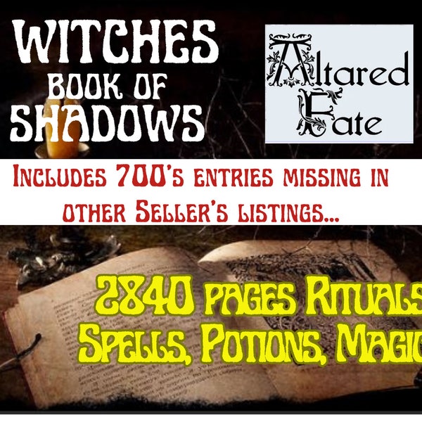 WITCHES BOOK of SHADOWS - 2840 pages, Magic, Spells, Witchcraft, Potions Rituals, Occult, Witch, Wiccan, Pagan - Pdf Download