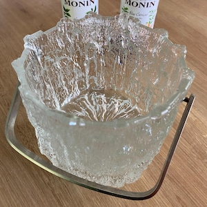 Vintage glass ice cube container ice bucket glass 60s