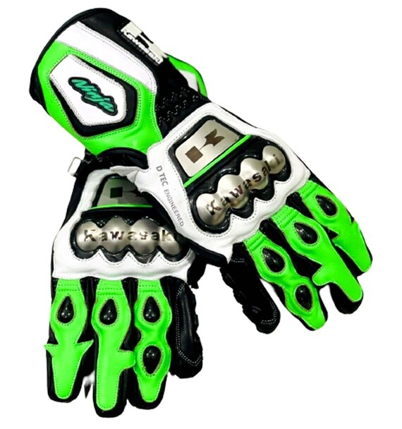 Kawasaki Ninja Motogp Racing Leather Gloves - Premium