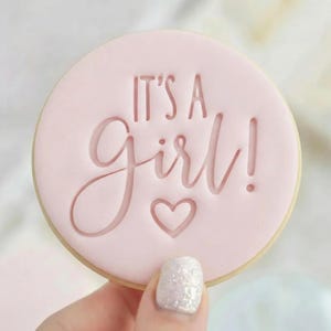 Het is een meisje! - Koekjes reliëf fondant stempel achterkant - New Baby Shower Baking