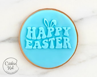 Happy Easter 7 Retro Embosser - Cookie Biscuit Stamp Fondant Reverse Cake Decorating Icing Cupcakes Stencil