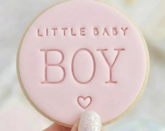 Little Baby Boy - Cookie Embosser Fondant Stamp Reverse - New Baby Shower Baking