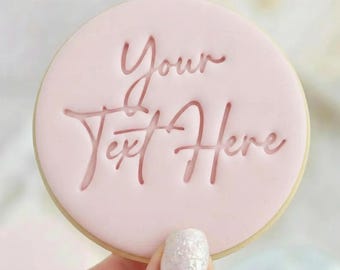 CUSTOM Any Text Fondant Stamp 2 - (Fits M&S) Personalised Cookie Embosser Stamp
